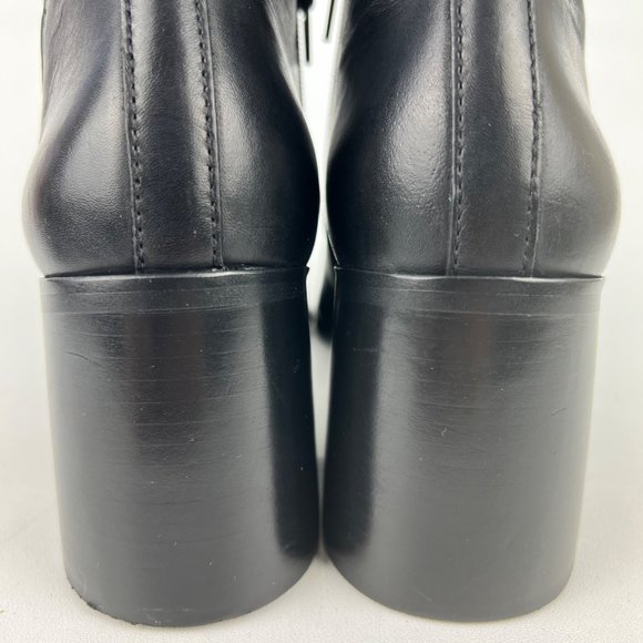 Lucky Brand Womens Debruh Black Leather Heeled Bootie Chunky Ankle Boots size 10 - Picture 5 of 16